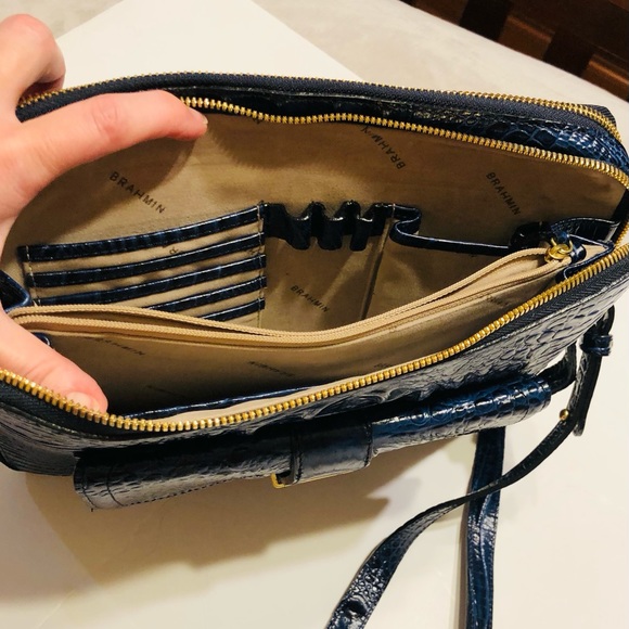 Brahmin Theo IPad/Tablet Navy Melbourne crossbody/Shoulder Bag - Picture 5 of 10